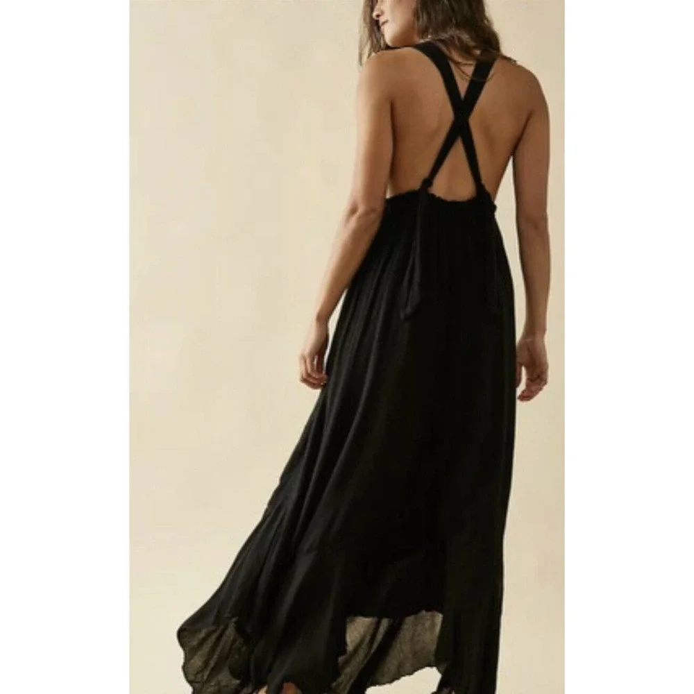 Free People Endless Summer Showstopper Midi Dress XS Black - Picture 2 of 5
